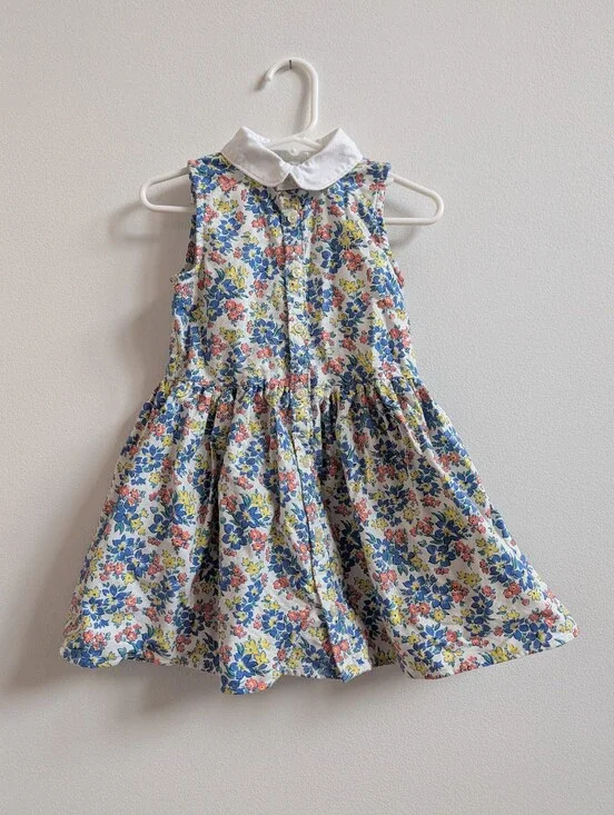 Ralph Lauren Dress 24m Sleeveless Girls Collared Floral Preppy Iconic