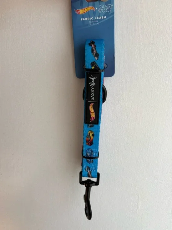 Sassy Woof Hot Wheels Blue Fabric Dog Leash