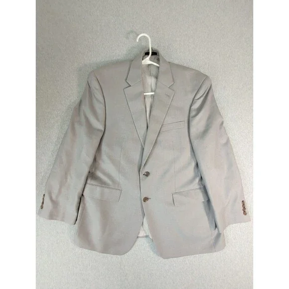 Chaps Ralph Lauren Blazer Suit Coat Mens Sz 42 Lt Gray 6 Pockets 2 Button Front