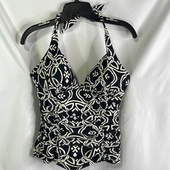 Lands’ End black and white tankini top