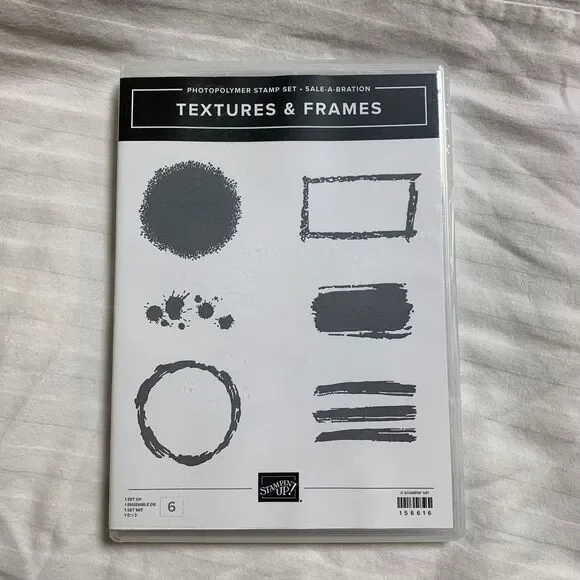 NWOT Stampin Up Set Textures Frame polymer cling Card Craft Scrapbook BAckground