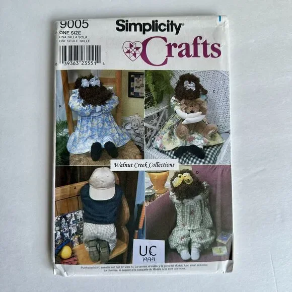Kneeling Doll & Clothes Simplicity 9005 Sewing Pattern Crafts Home Decor 90s