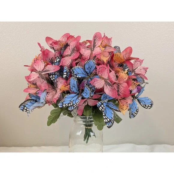 10pc Artificial Butterfly Floral Picks Bouquet Stems Spring Summer Home Decor