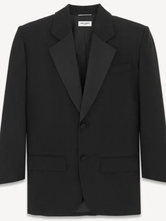 Saint Laurent YSL Runway Oversized Stripe Wool Tuxedo Blazer Jacket