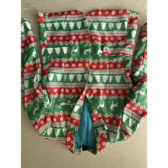 Surmises Christmas Men's Large Christmas Tree Green Blazer