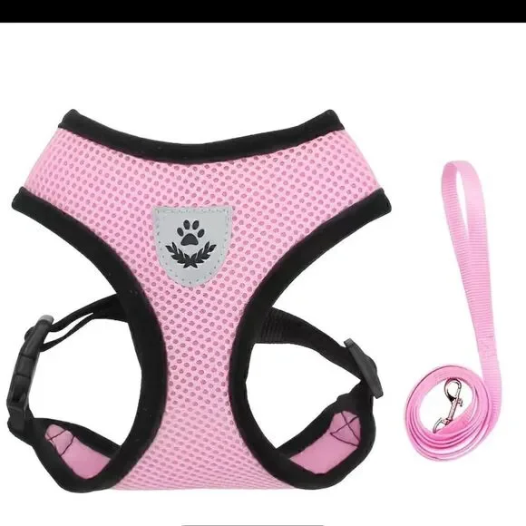 Pink Adjustable Reflective Pet Harness And Leash Set! NWT