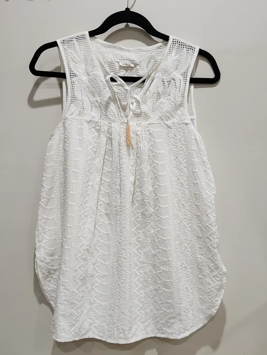 Anthropologie Women's Cream Embroidered Cover-Up Tunic - Beach Swimwear Size S