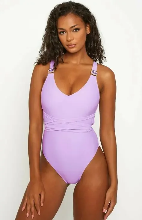 Moda Minx Amour Multiway Swimsuit Lilac Womens New One Piece Medium