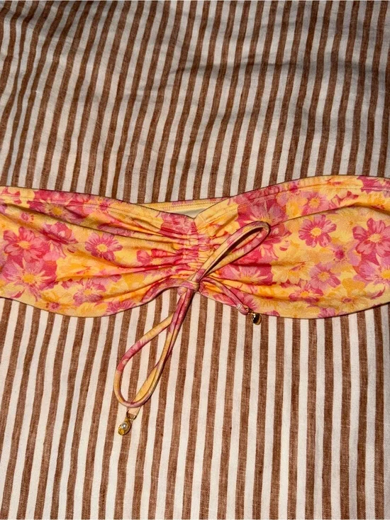 PacSun Yellow & Pink Floral Tie-Front Bandeau Hair Scarf