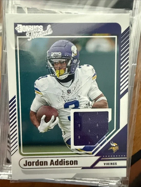 Jordan Addison Minnesota Vikings Player Card with Purple Jersey Swatch