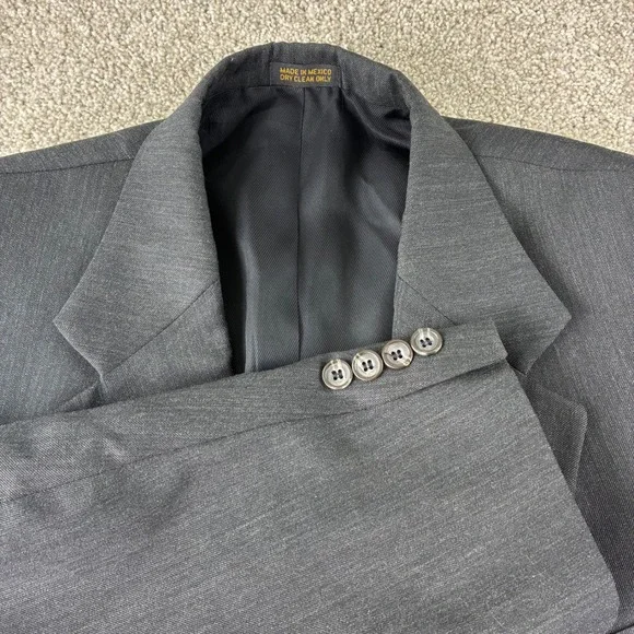 Oscar de la Renta Menswear Gray Wool Blazer Jacket 42L W36‎ Made in Mexico