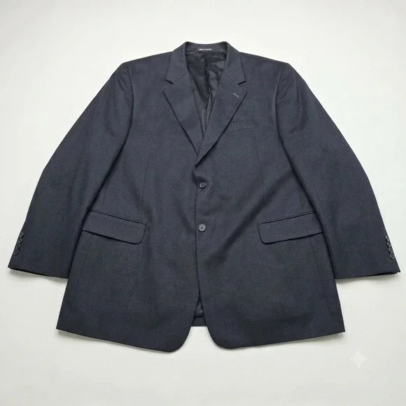 LaCrosse Mens 46L Black Microfiber Blazer 2 Button Sport Coat Jacket 26x33
