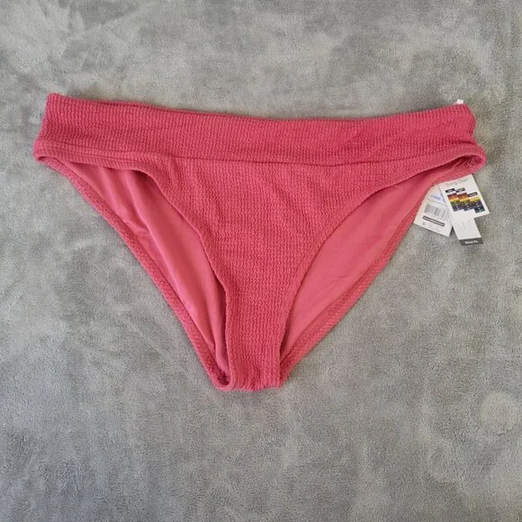 Time Tru Womens Swim Bikini Bottom 1X 16W 18W Plus Pink Crinkle Comfy PIN64E