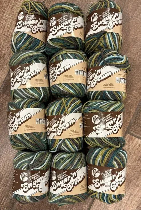 11 Pc Lily Sugar 'n Cream 100% Cotton Worsted Yarn Lot Earth Tone Skeins Crochet
