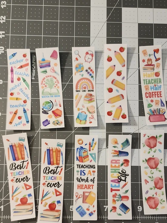 UVDTF Teacher-Themed Pen or Bookmark Set - Colorful School Icons