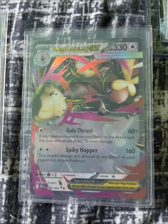 Pokemon Mega Lopunny EX Holo Rainbow Foil - Pink Green Accents