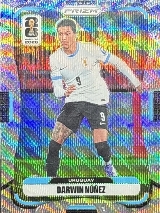 Panini Prizm Darwin Núñez Holographic Blue Shimmer Prizm Soccer Card