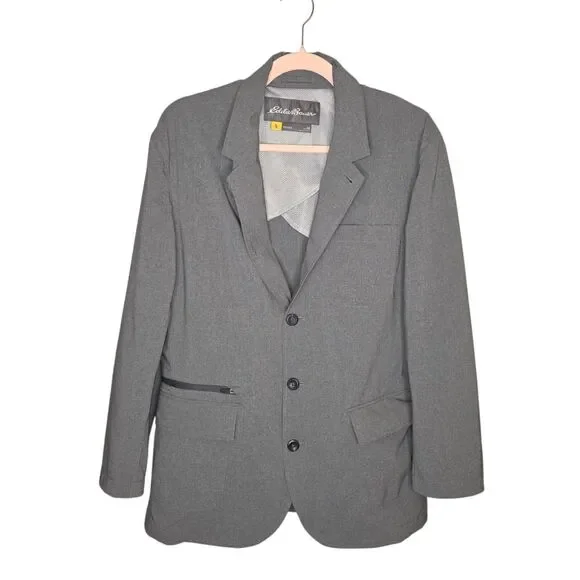 Eddie Bauer Travex Voyager Men 40 Gray Tech Stretch Travel Blazer Coat 11607854