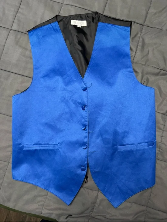 Men's Royal Blue Satin Vest - Classic Formal Waistcoat
