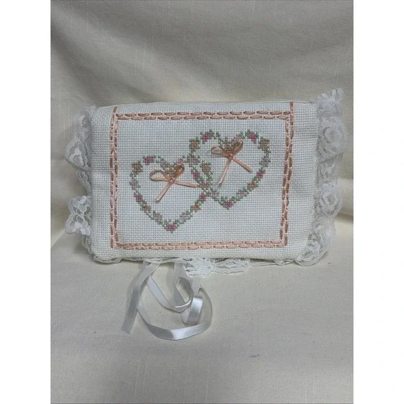 Double Hearts Jewelry Case Counted Cross Stitch Kit Titan Needlecraft 5x7