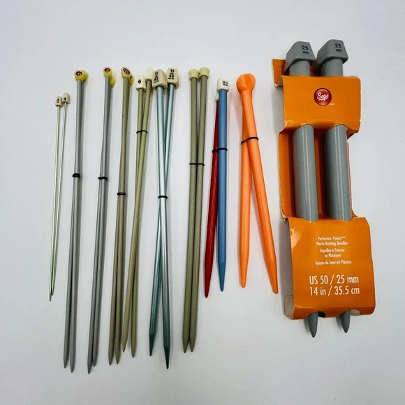 Mixed Lot Knitting Needles Bates Boye US 1 to 50 Aluminum Plastic 25mm Jumbo Set