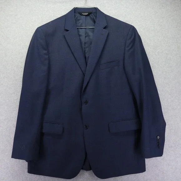 Jos A Bank Blazer Mens 44L‎ Tailored Wool 2-Button Suit Jacket Coat Blue Plaid