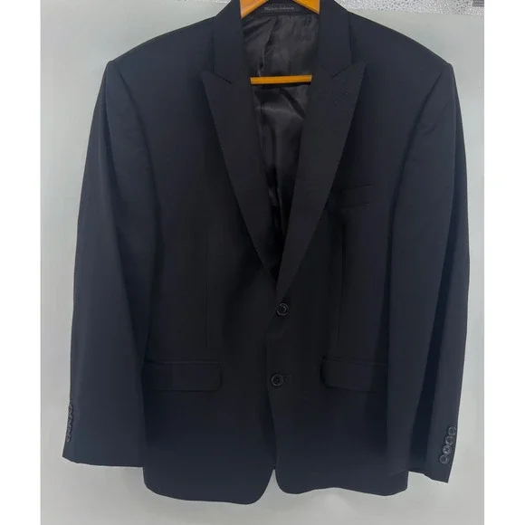 Calvin Klein Mens Black 100% Wool Peak Lapel 2 Button Blazer Sport Coat 40S
