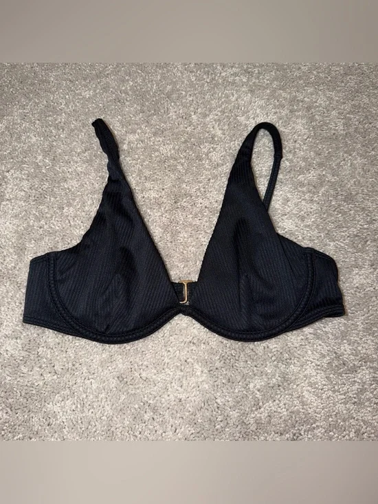 Hollister Black Ribbed Underwire Bikini Top