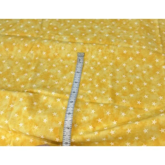 Yellow White Stars Bright Cotton Blank Quilting Fabric 23