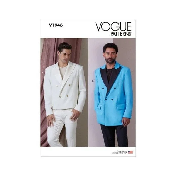 Vogue V1946 Men's Double-Breasted Jacket Blazer MUU‎ 34-40 Modern Tailoring