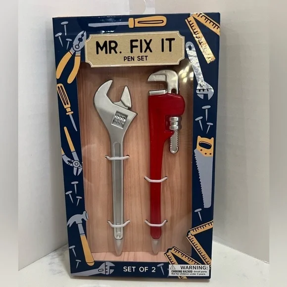 Mr. Fix It Pen Set - Silver and Red 👷🔧📏