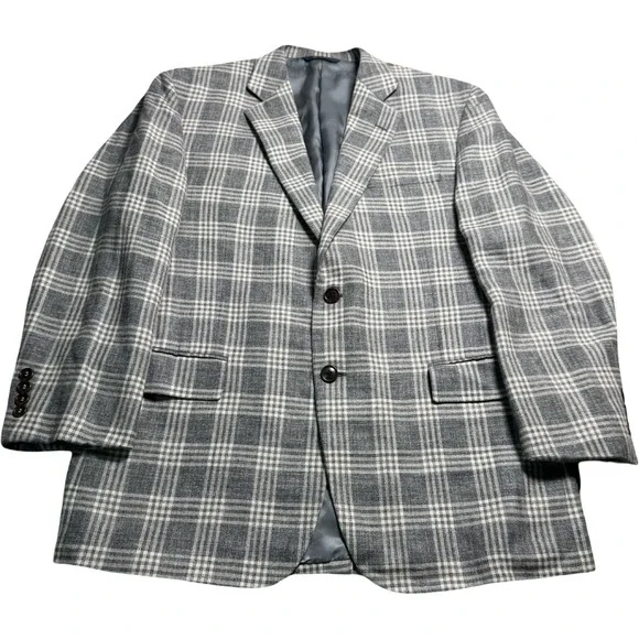 Brooks Brothers Gray and White Plaid Sport Coat