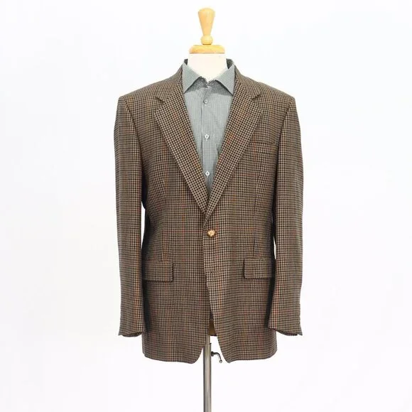 Hart Schaffner Marx 42L Brown Check 2-Button Sport Coat Blazer Jacket T227