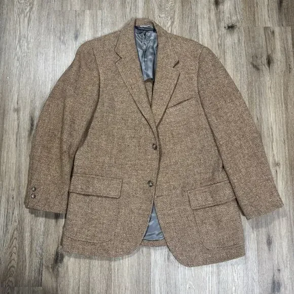 Vintage Brooks Brothers 346 Union Made Wool Tweed Herringbone Sport Coat 44R