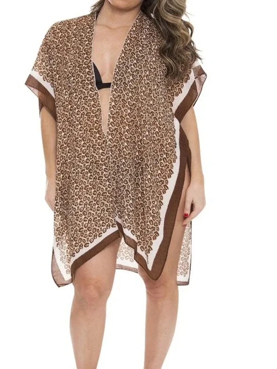 Leopard Print Brown Beach Cover-Up Tunic