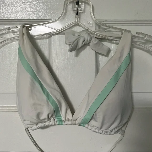 L*Space Aspen triangle design White and Mint bikini Top