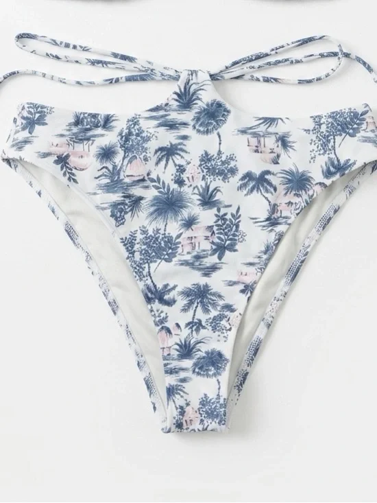 Abercrombie & Fitch Small High Leg Cheeky Bikini Bottom w/ Strap Waist
