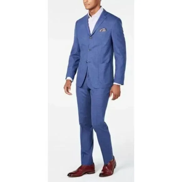Tallia Men's Orange Slim Fit Blue Melange Suit Pants Size 37 New with Tags