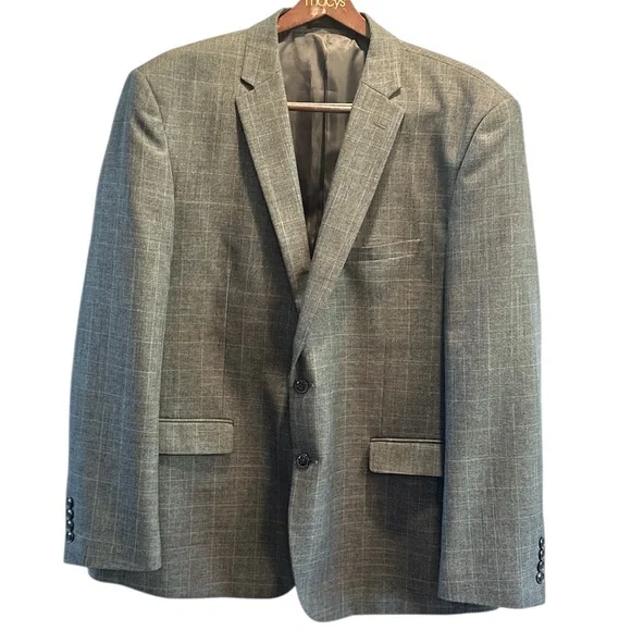 Carlo Lusso Men’s High Twist Super Deluxe MicroTech Gray pattern Blazer 48R