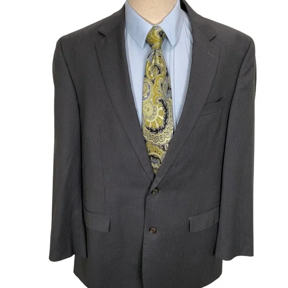 Ralph Ralph Lauren Blazer Men 46L Gray‎ Pinstripe Classic  Wool Suit Jacket