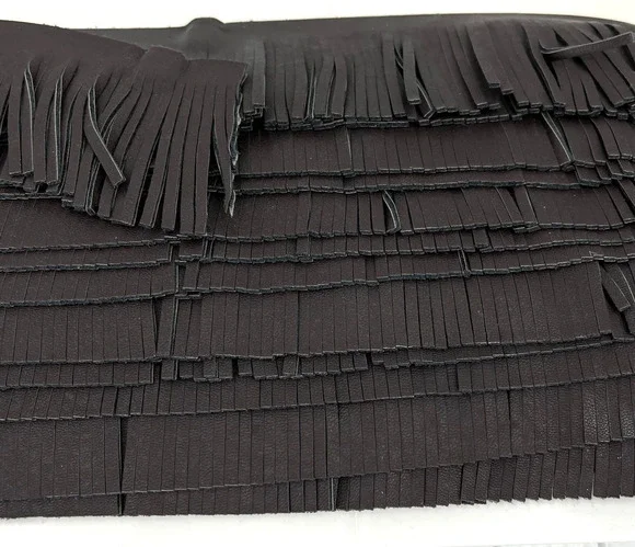 Faux Leather Fringe Trim Chocolate Brown 2.5 Inched wide 12 Yards