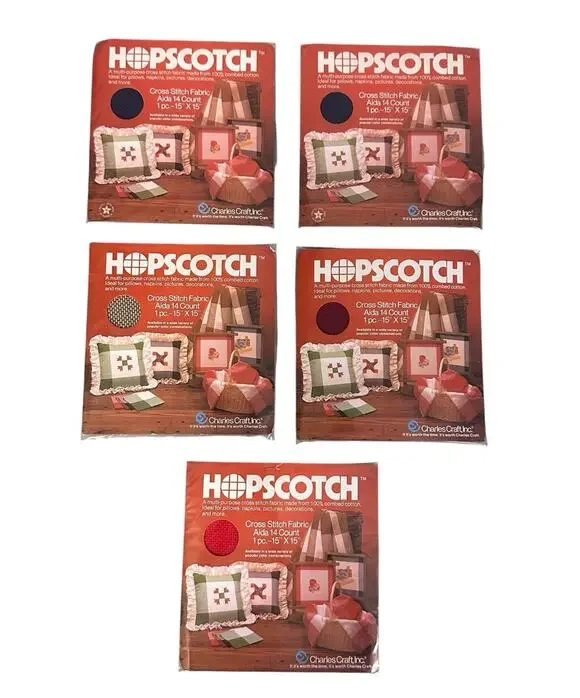 Charles Craft Lot of 5 Hopscotch Cross Stitch Fabric Aida 14 count 15