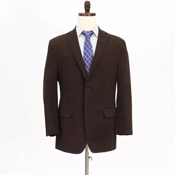 Pronto Uomo 44R Brown Solid 2-Button Sport Coat Blazer Jacket V020