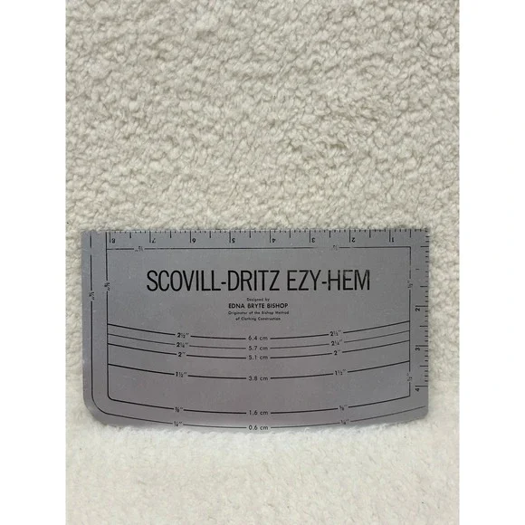 Scovill-Dritz Ezy-Hem Silver Vintage Aluminum Hem Gauge Sewing Ruler Tool