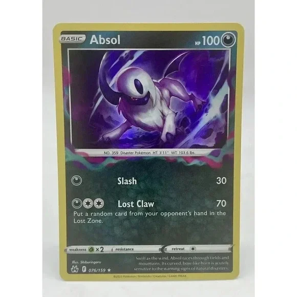 Absol 076/159 Crown Zenith Rare Pokemon‎ TCG Holo Mint Unplayed