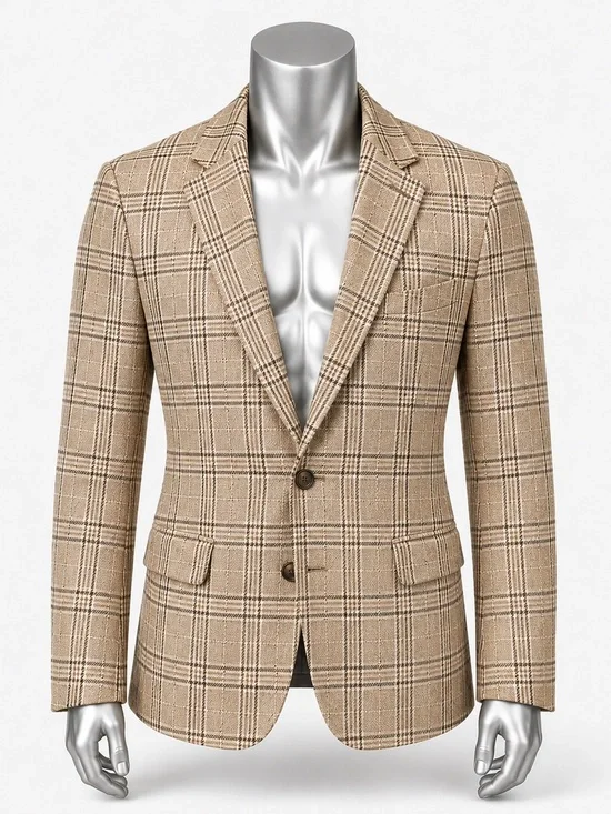ASOS Tan Plaid Two-Button Sport Coat