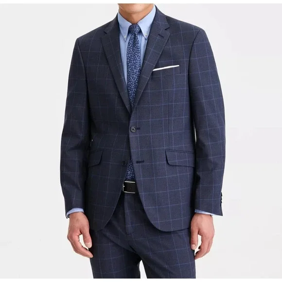 Kenneth‎ Cole Reaction Mens Suit Jacket Size 38S Navy Blue Slim Fit