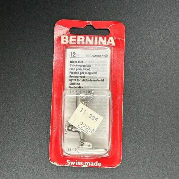Bernina Tricot Foot 12 NEW in Box Manual Instructions Swiss made Sewing