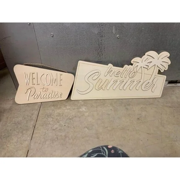 NWT Summer/ Paradise Themed Wooden DIY Paint Wall Art 2 Pieces Crafts Home Decor