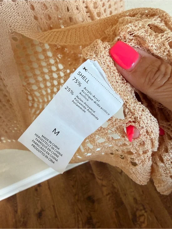 Tan Crochet Swimsuit Cover Up Tunic Medium